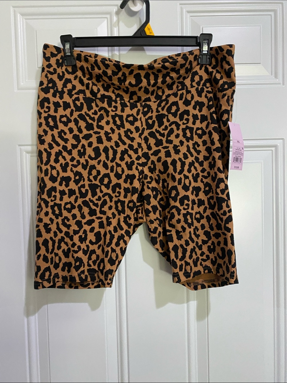 Leopard Print High-Waist Bike Shorts - Brown/Black - Picture 5 of 5